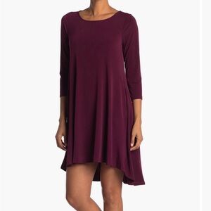 NWT Nina Leonard stretch trapeze dress in wine